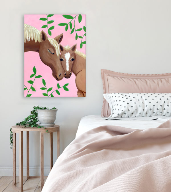 Pink Horse Kisses Nursery and Kids Wall Art, Sherri Blum
