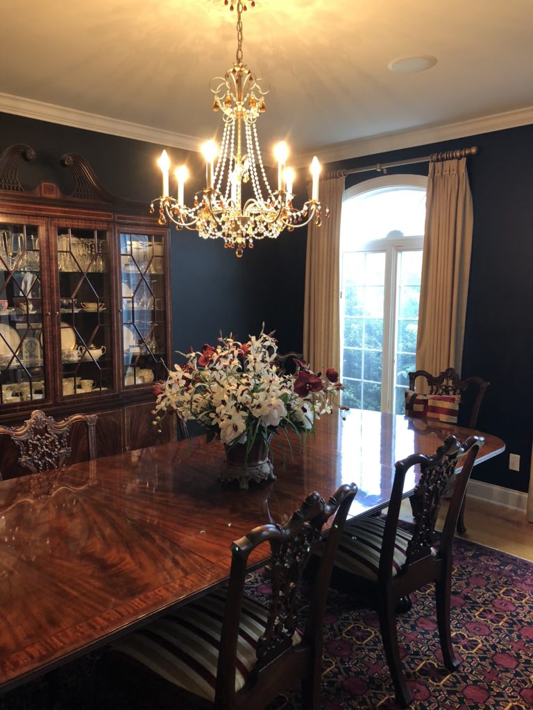 Navy Blue Black Dining Room, Classic Traditional