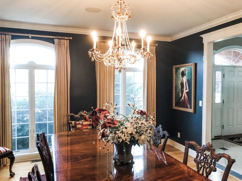 Navy Blue Black Dining Room, Classic Traditional