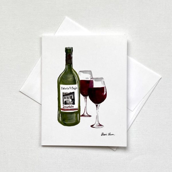 Italian Time Wine Bottle Glass Notecards